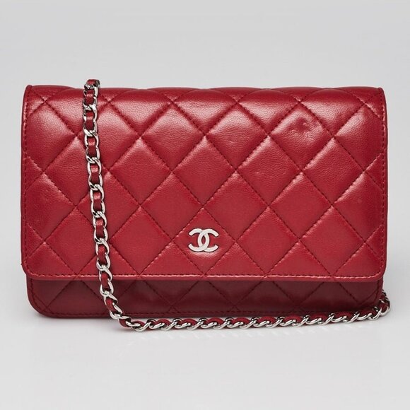 Chanel Red Quilted Lambskin Leather Classic WOC Clutch Bag - Picture 2 of 12